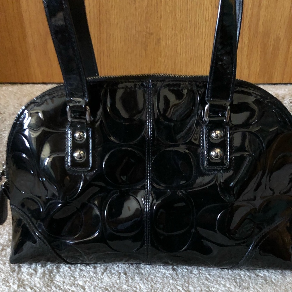 Coach Black Patent Leather "C" Monogram purse